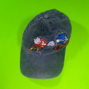 Sonic The Hedgehog Knuckles Vs Sonic Embroidered Baseball Cap Dr Gray Adjustable